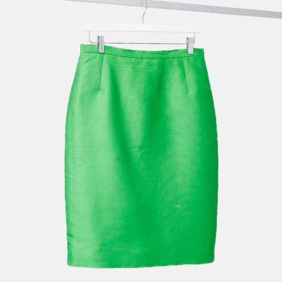 Oscar De La Renta Resort 2008 Green Satin Pencil Skirt